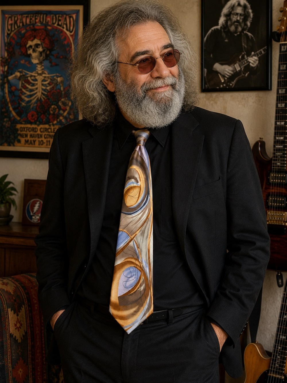 J. Garcia Snail Garden Collection‎ 55 Abstract Swirl 100% Silk Necktie